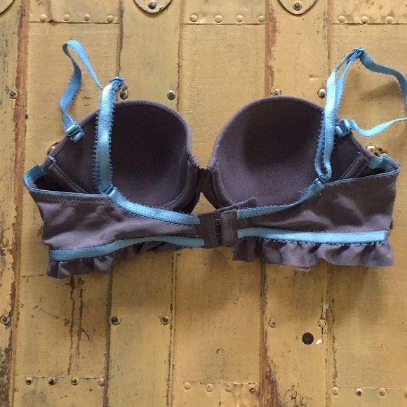 URBAN OUTFITTERS DAMSEL BOHO DEMI CUP BRA 32A SLATE GRAY FEMININE LOLITA - Picture 3 of 10